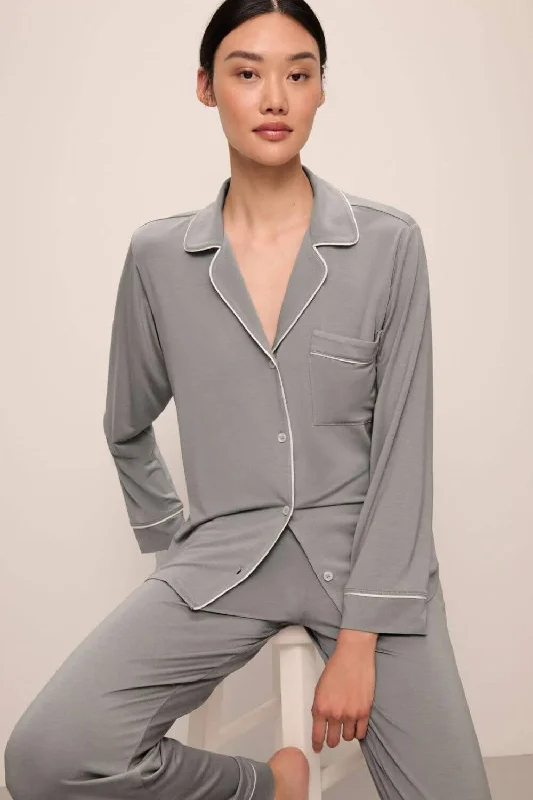 Weekend Specials to Cherish Gisele Long PJ Set in Moonlight/Ivory