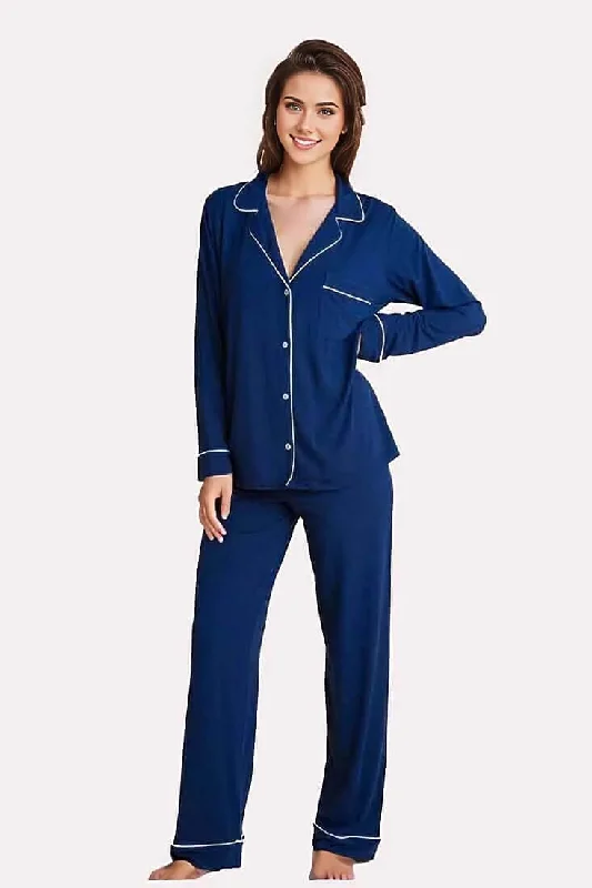 Weekend Bargains to Cherish Gisele Long PJ Set in Navy