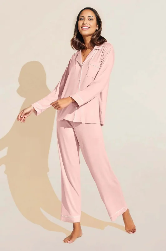 Instant Deal Gisele Long PJ Set in Petal Pink/Ivory