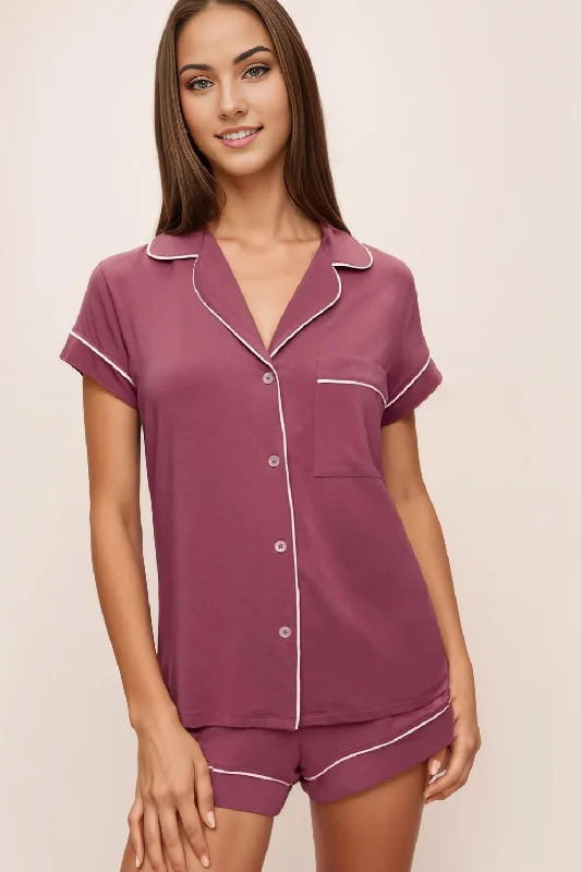Half Price Gisele Shortie PJ Set in Raspberry/Ivory