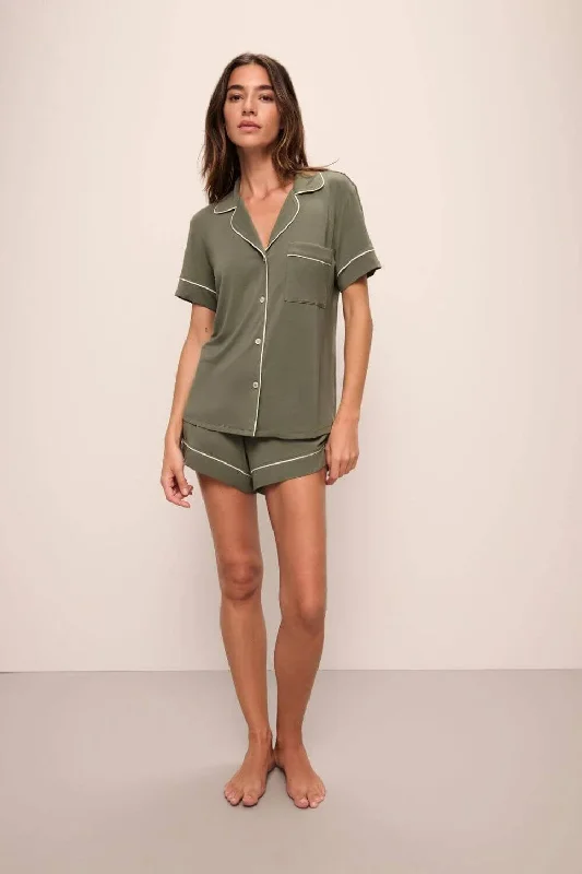 Weekend Sale: Don't Miss Out Gisele Relaxed Short PJ Set in Moss/Ivory