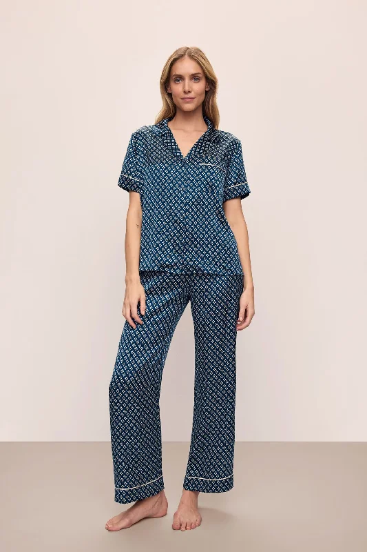 Unbeatable Deal Inez Washable Silk Printed Short Sleeve Pant PJ Set