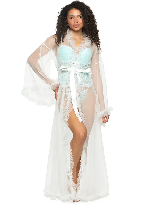 Closeout Deal Jezebel Veil Tulle Ruffle Robe