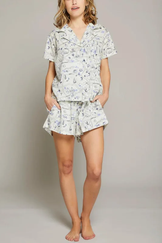 Weekend Price Cuts Galore LA Apoline Short Sleeve Short PJ Set
