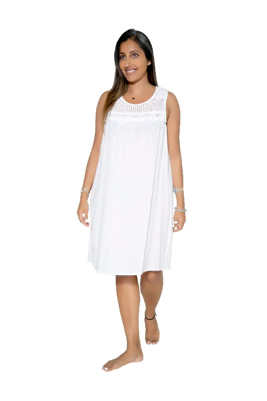 Flash Sale La Cera Crochet Yoke Cotton Chemise