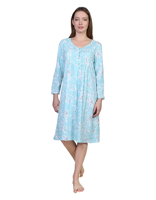 Low Cost La Cera Floral Print Cotton Knit Gown