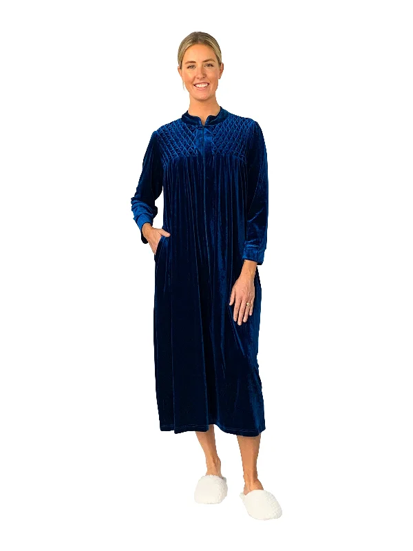 Super Savings Smocked Velour Zip Front Robe