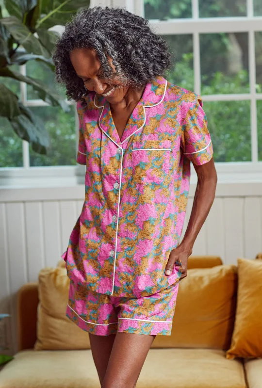 Act Now Laura's Reverie Short Sleeve Classic Woven Cotton Tana Lawn® Shorty PJ Set Made with Liberty Fabrics