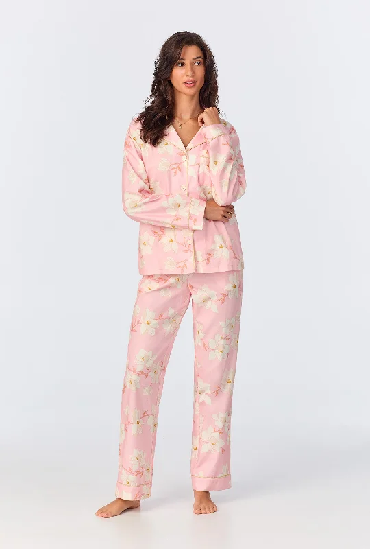 Price Slash Magnolia Blossom Long Sleeve Classic Woven Portuguese Flannel PJ Set