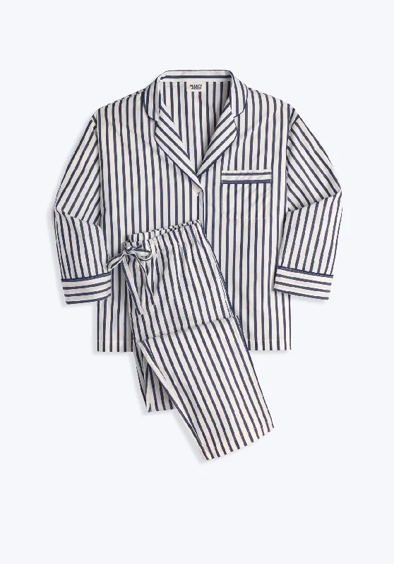 Hurry Up Marina Pajama Set in Navy Breton Stripe