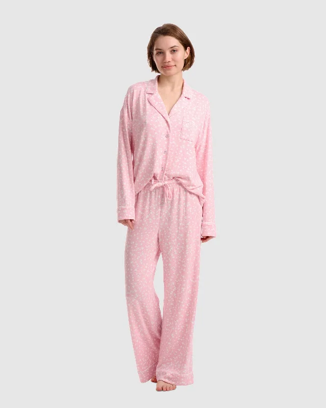 Low Price Notch Collar Hearts PJ Set