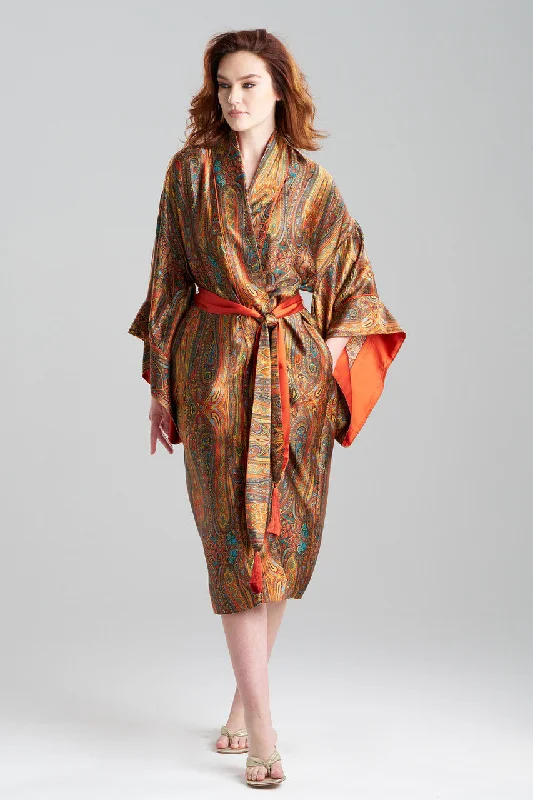 Weekend Bargains Just for You Paisley Drop Sleeve Silk Robe