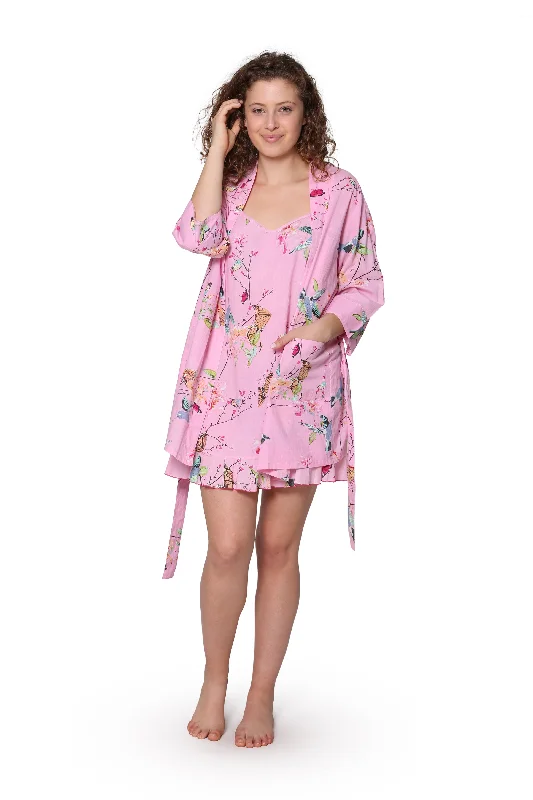 Weekend Offers That Thrill Pink Floral Cotton Robe