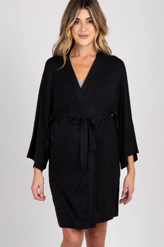 Final Offer PinkBlush Black Delivery/Nursing Maternity Robe