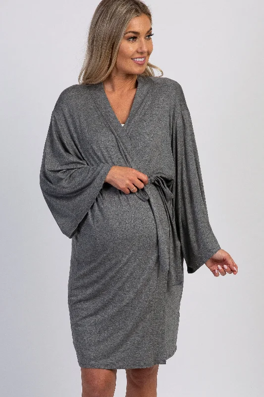 Instant Savings PinkBlush Charcoal Delivery/Nursing Maternity Robe
