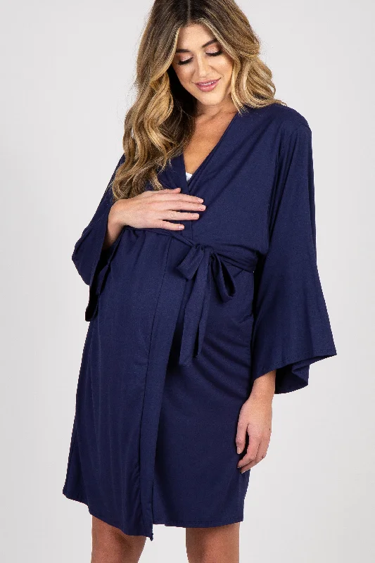 Clearance Sale PinkBlush Navy Blue Delivery/Nursing Maternity Robe