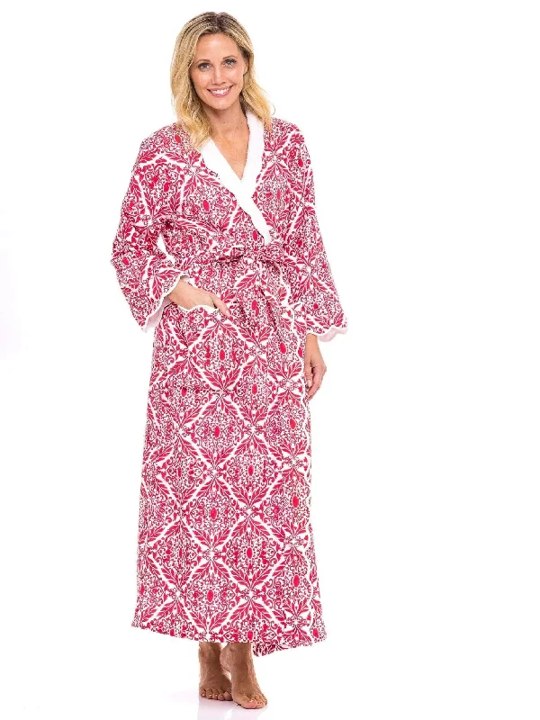 Great Deal Red Filigree Fleece-lined Classic Robe