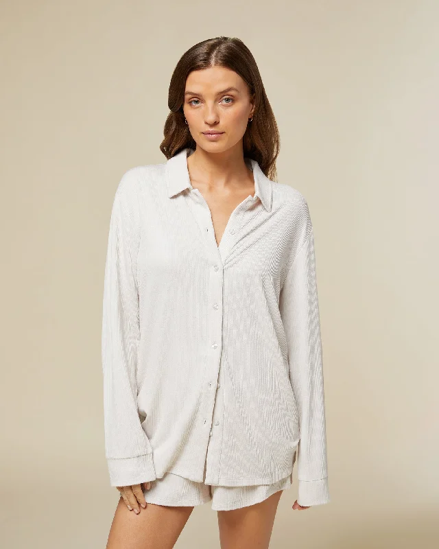Stock Up Ribbed Button Down Shirt