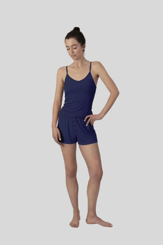 Midnight Sale Ribbed Cami and Shorts Set in Navy