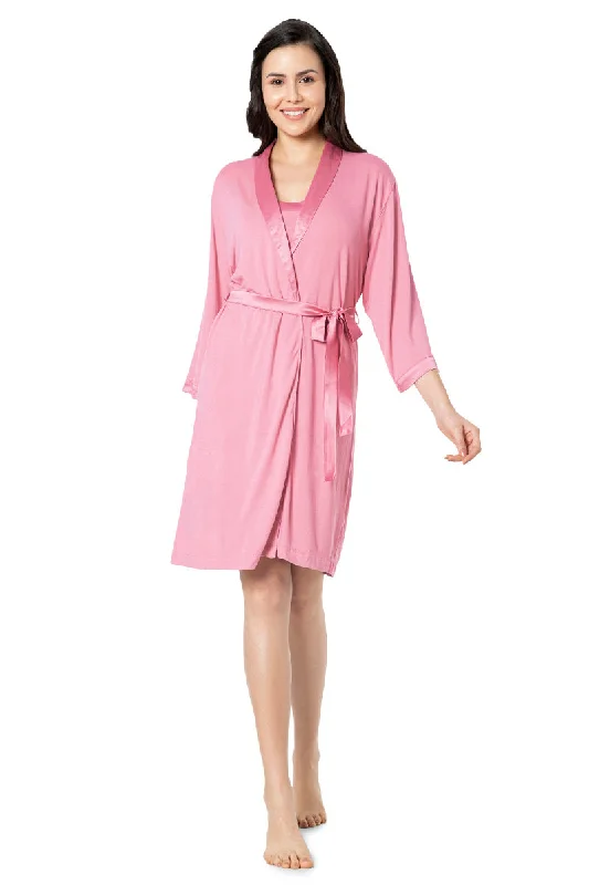 Big Savings Satin Edge Robe - Cashmere Rose