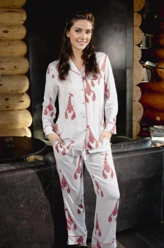 Huge Savings Silky Long Pajamas with Lobster Print