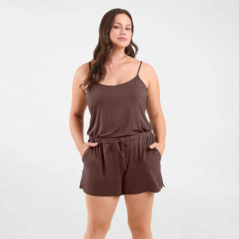 Take Action Sleep Romper | Coffee