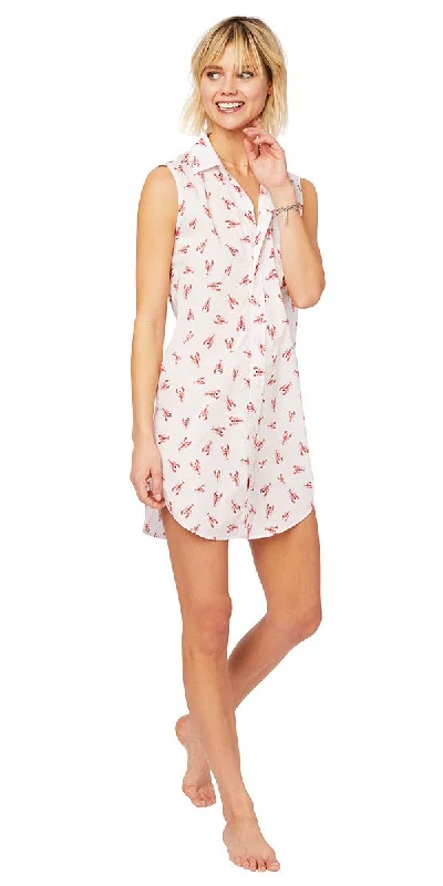Weekend-Only Price Drops Sleeveless Pima Cotton Night Shirt - Lobster Top Hat