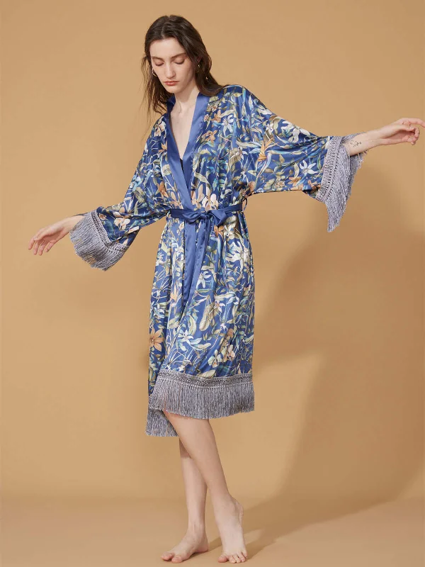 Savings Soar This Weekend Tassels Floral Kimono Robe