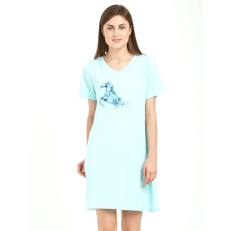 Weekend Offers That Dazzle V Neck Printed Sleepshirt NT-99