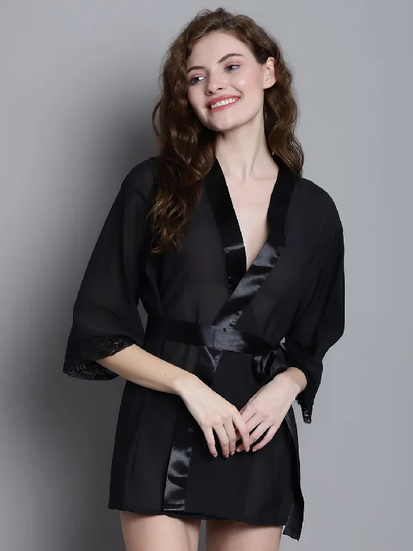 Weekend Deal Overall Net With Satin Lace Robe