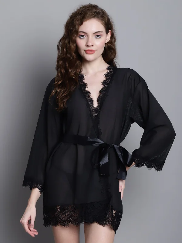 Celebrate the Weekend with Discounts Overall Net With Deliciated Lace Robe