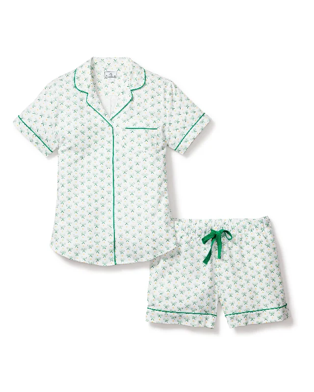 Savings Event Women's Twill Pajama Short Sleeve Short Set in Match Point