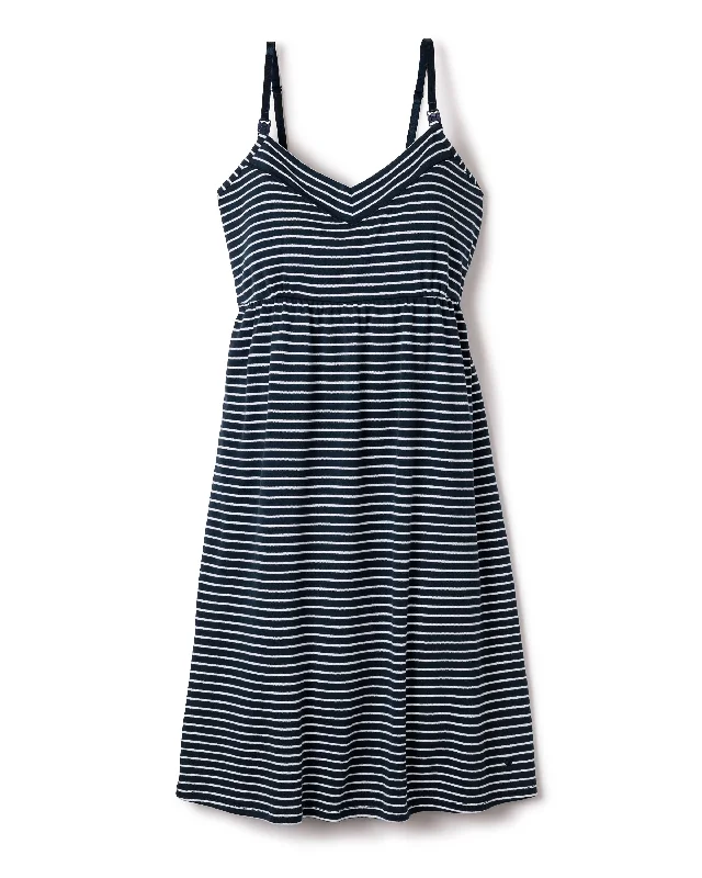 Online Exclusive Women's Pima Maternity Nightgown in Navy Stripe