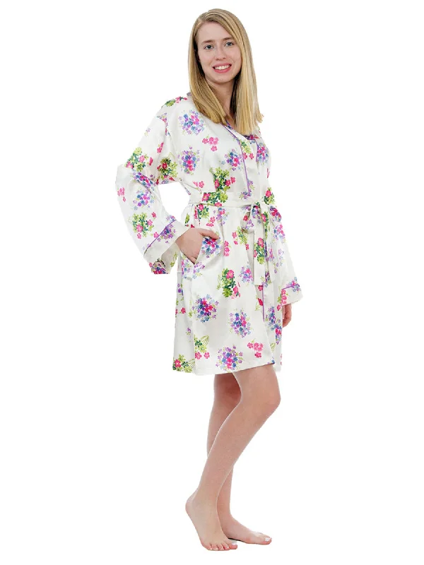 Weekend Price Cuts Galore Women's Short Robe, Satin, Various Prints