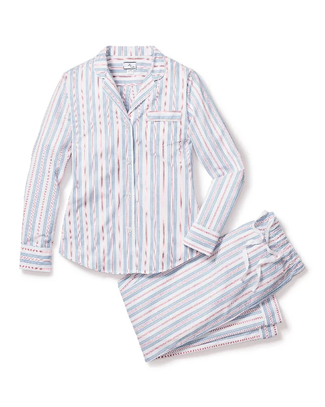 Weekend Offers That Sizzle Women's Twill Pajama Set in Vintage French Stripes