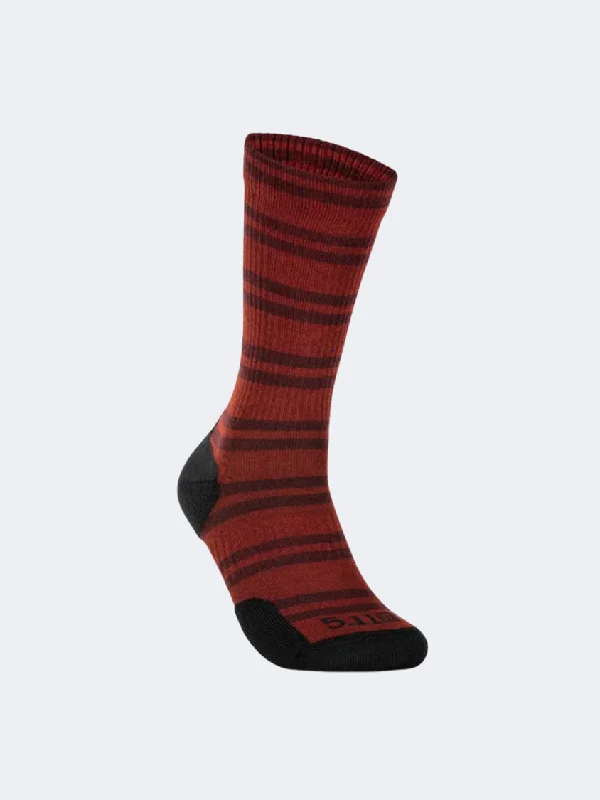One-Day Only 5-11 Brand Crew Stripe Men Tactical Sock Red