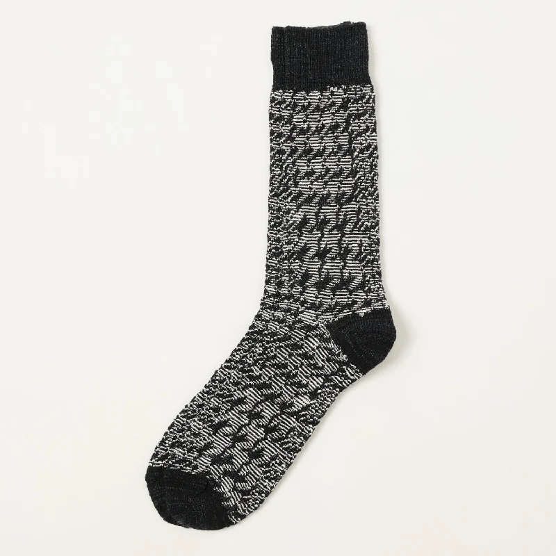 Midnight Sale Anonymous Ism Houndtooth JQ Crew Sock - Black/White