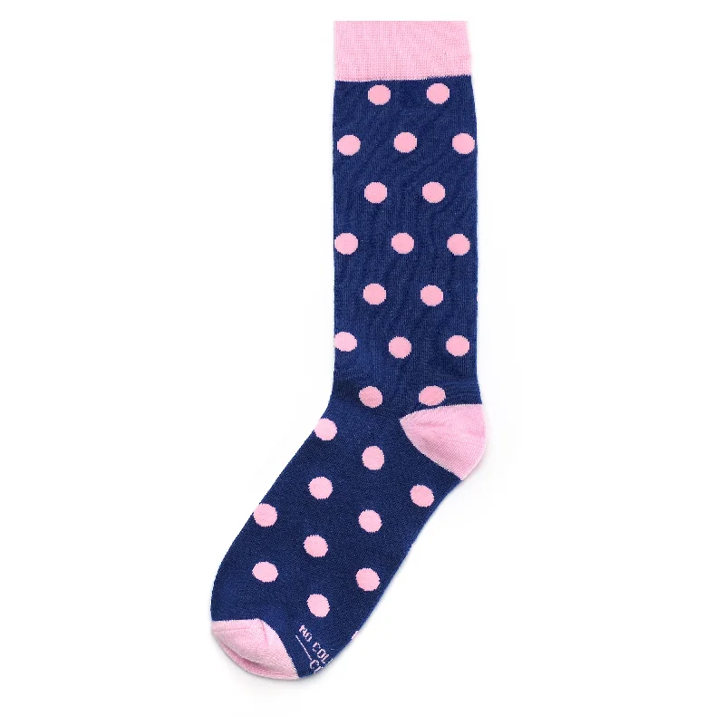 Unbeatable Prices Navy Blue with Pink Polka Dot Socks