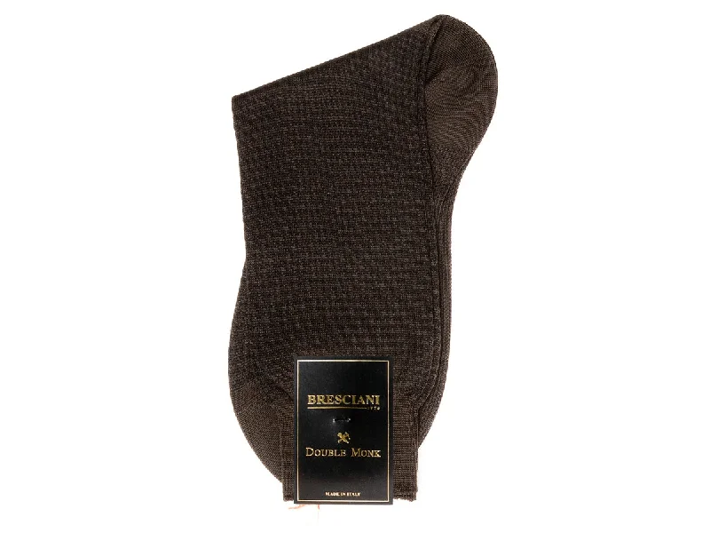 Huge Savings Calf Length Cotton Socks Brown & Black Dogstooth