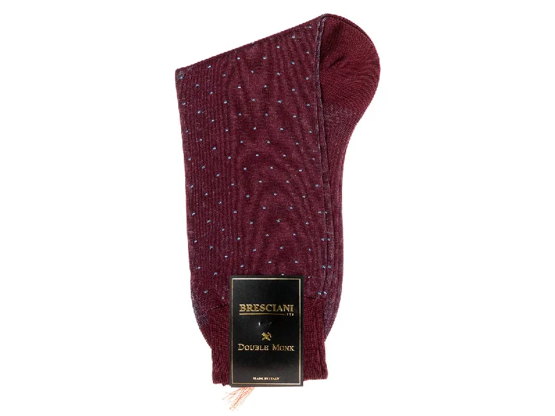 Weekend Savings Bonanza Calf Length Cotton Socks Burgundy with Blue Spots
