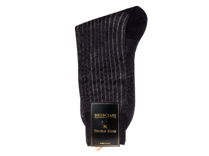Bargain Alert Calf Length Cotton Socks Navy & Grey Contrast Ribbed