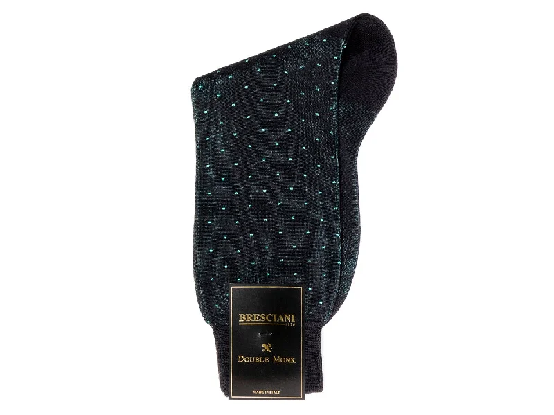 Don't Delay Calf Length Cotton Socks Navy with Light Blue Spots