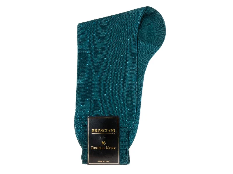 Sale Event Calf Length Cotton Socks Teal with Aqua Spots