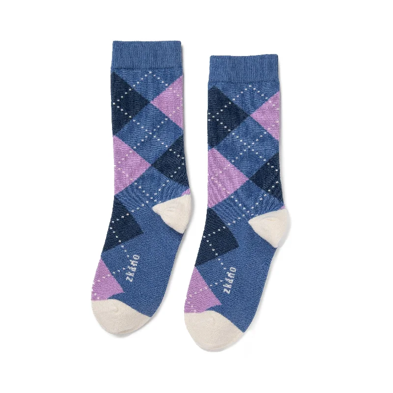 Limited Offer Classic Argyle - Organic Cotton Crew Socks - Cornflower
