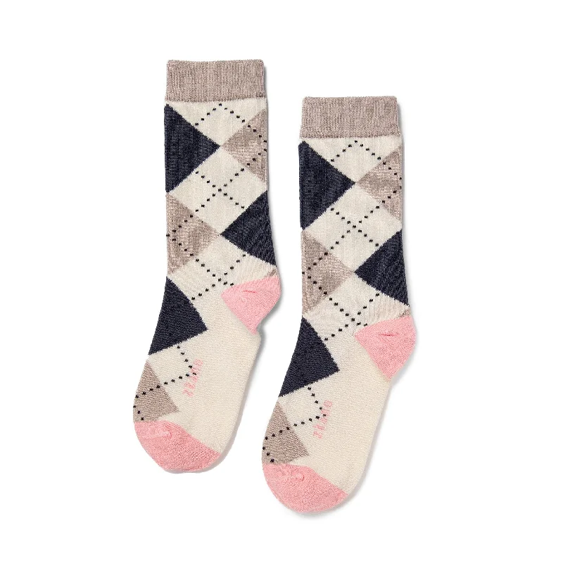 Extra Discount Classic Argyle - Organic Cotton Crew Socks - Natural