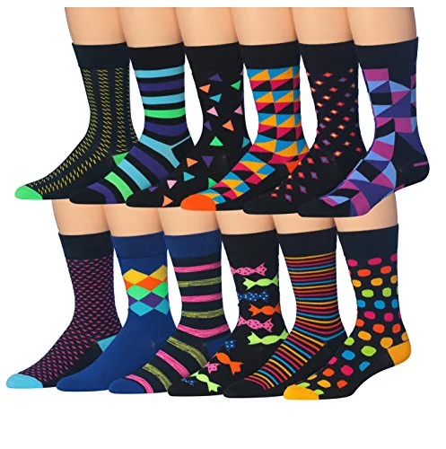 Flash Sale James Fiallo Mens 12 Pairs Funny Faces Striped Colorful Crew Socks