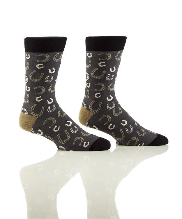 Weekend Shopping Extravaganza "Horseshoes" Cotton Dress Crew Socks by YO Sox - Large