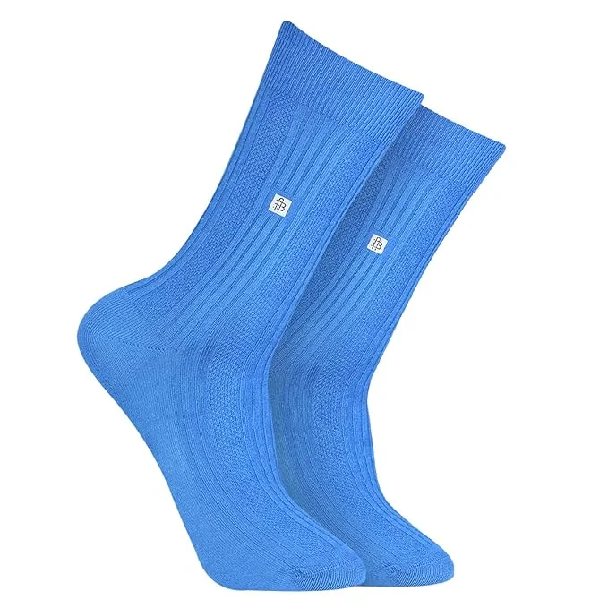 Low Cost Cosmic Ribbed Formal Socks - Blue