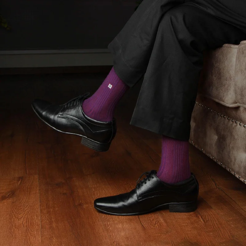 Weekend Offers That Amaze Men Cosmic Ribbed Formal Socks - Dark Purple