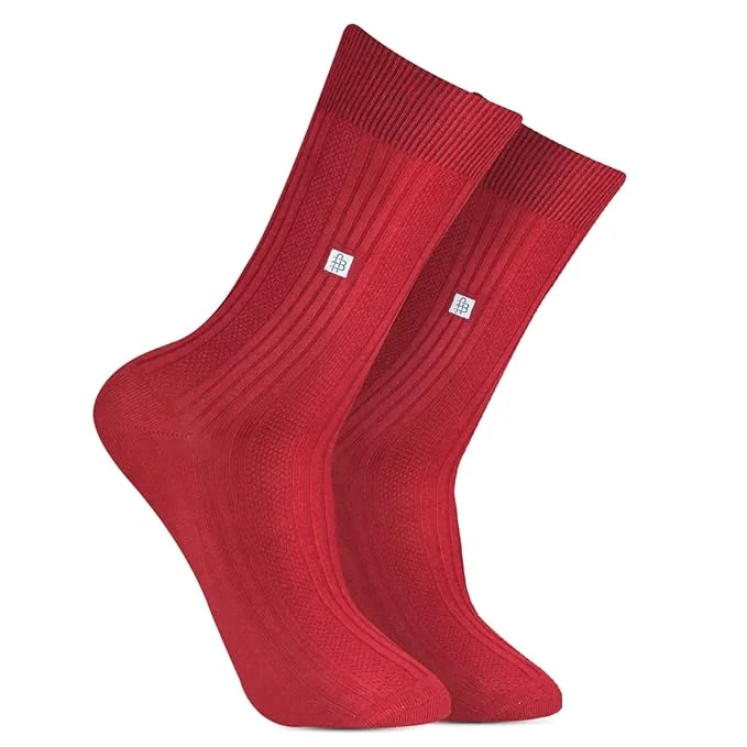 Weekend Offers That Impress Men's Cosmic Ribbed Formal Socks - New Maroon